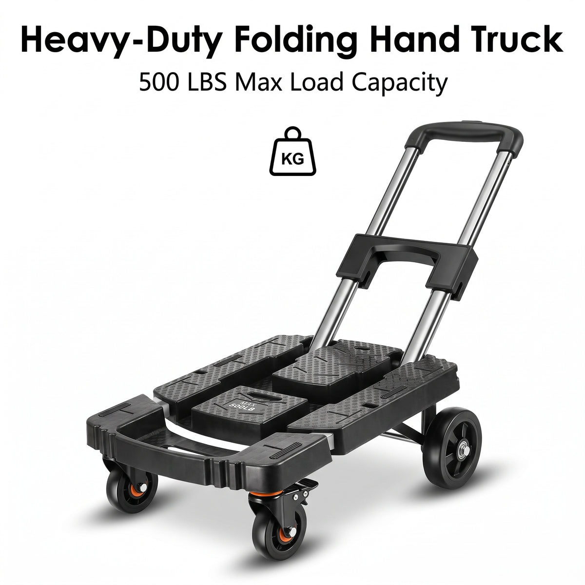 Heavy-Duty Folding Hand Truck – 500 LB Capacity Portable Folding Dolly