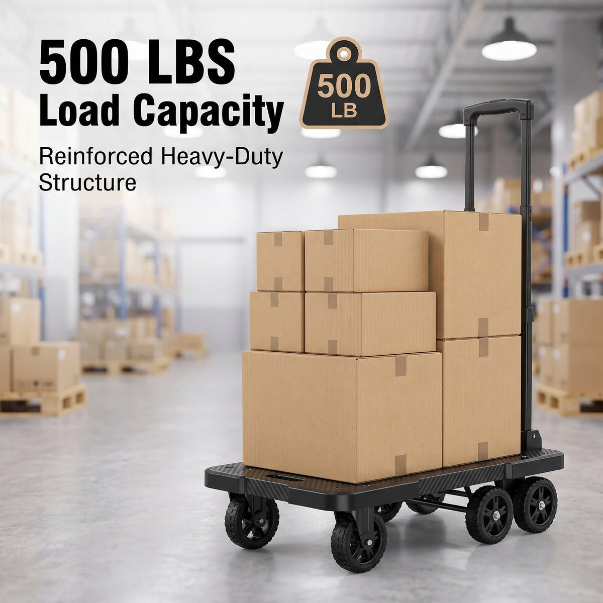Heavy-Duty Folding Hand Truck – 500 LB Capacity Portable Folding Dolly