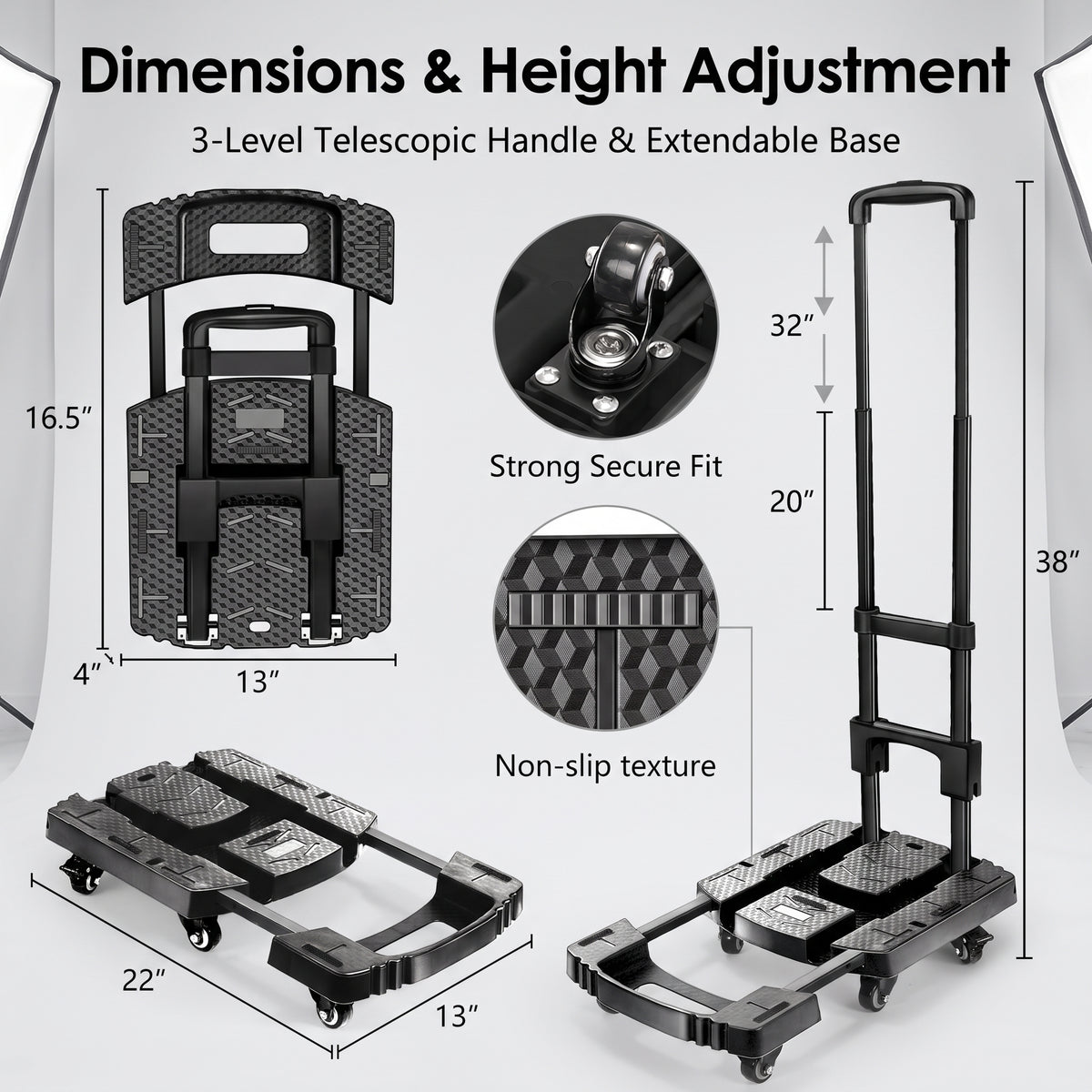Heavy-Duty Folding Hand Truck – 500 LB Capacity Portable Folding Dolly