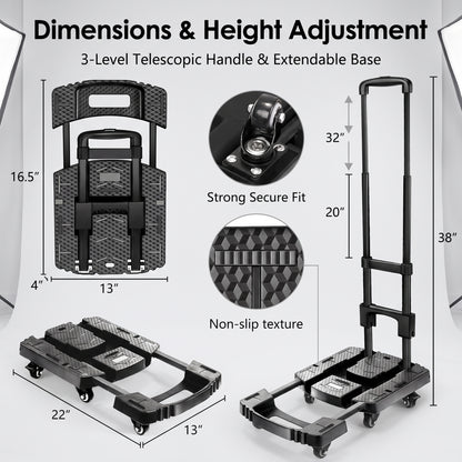 Heavy-Duty Folding Hand Truck – 500 LB Capacity Portable Folding Dolly