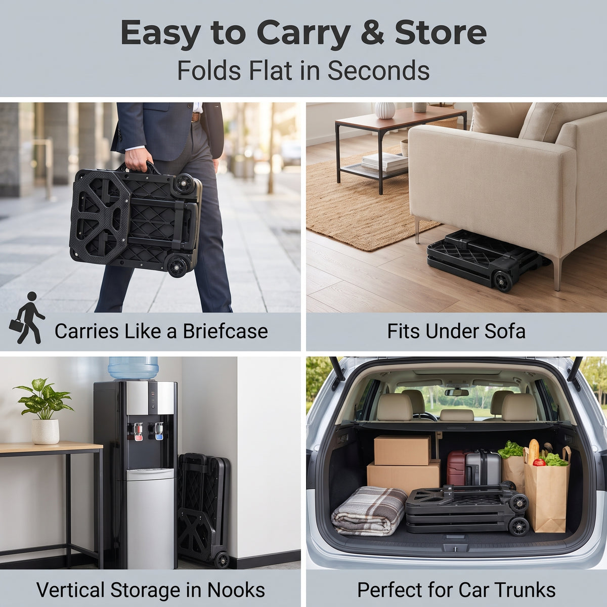 Heavy-Duty Folding Hand Truck – 500 LB Capacity Portable Folding Dolly